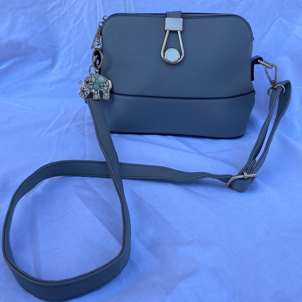 Grey Crossbody Bag with Removable Elephant Charm